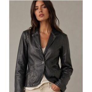 Vintage Jakett New York Leather Blazer Jacket Sz M Designer Chic Quiet‎ Luxury